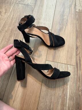 Madewell Suede Black Strappy Heels